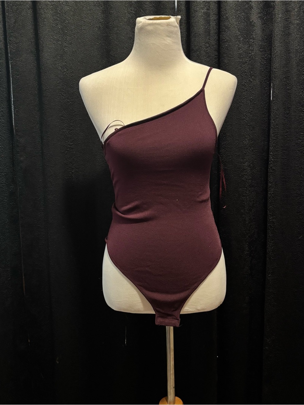 Zara One-Shoulder Plum Asymmetric Bodysuit